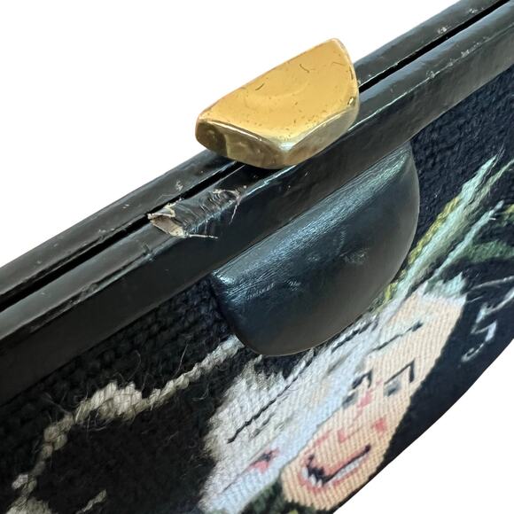 Vintage Needlepoint Thespian Comedy Tragedy Mask Purse Theater Costume Unique - Picture 4 of 11